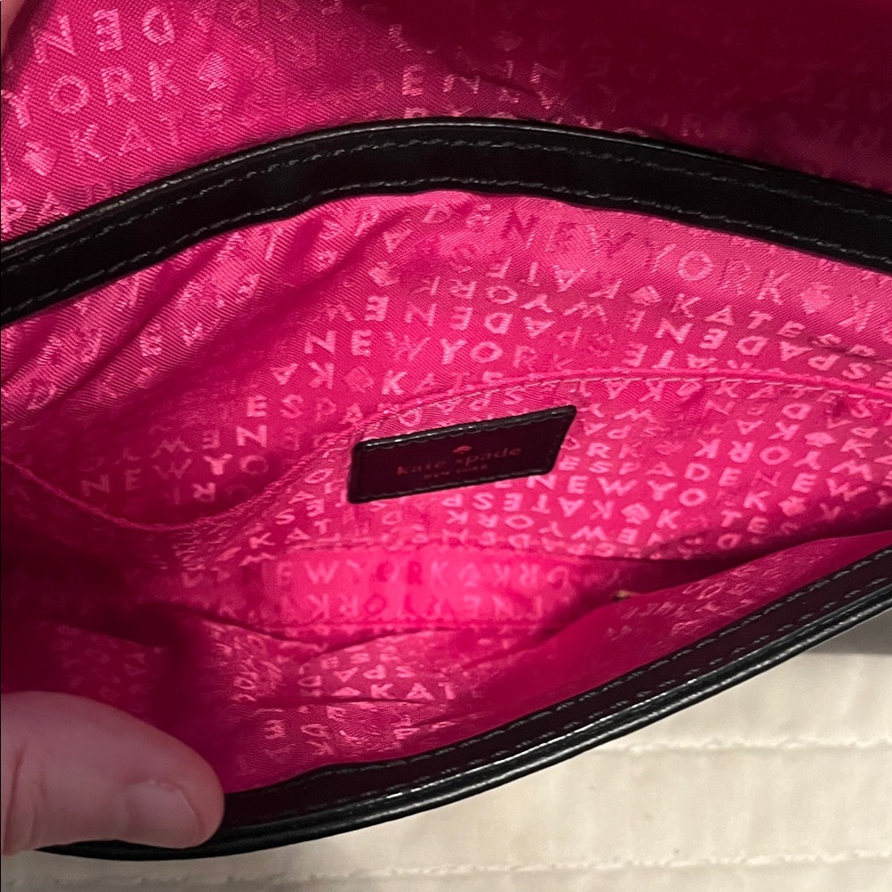 Kate Spade Black Clutch with Bow Detail and Bright Pink Interior - Picture 5 of 9